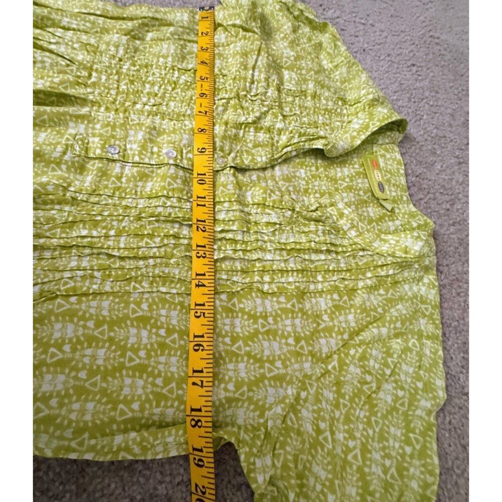 Rock Flower Paper Green Tunic Top Medium Long Sleeve Boho Lightweight Cotton - Picture 8 of 10